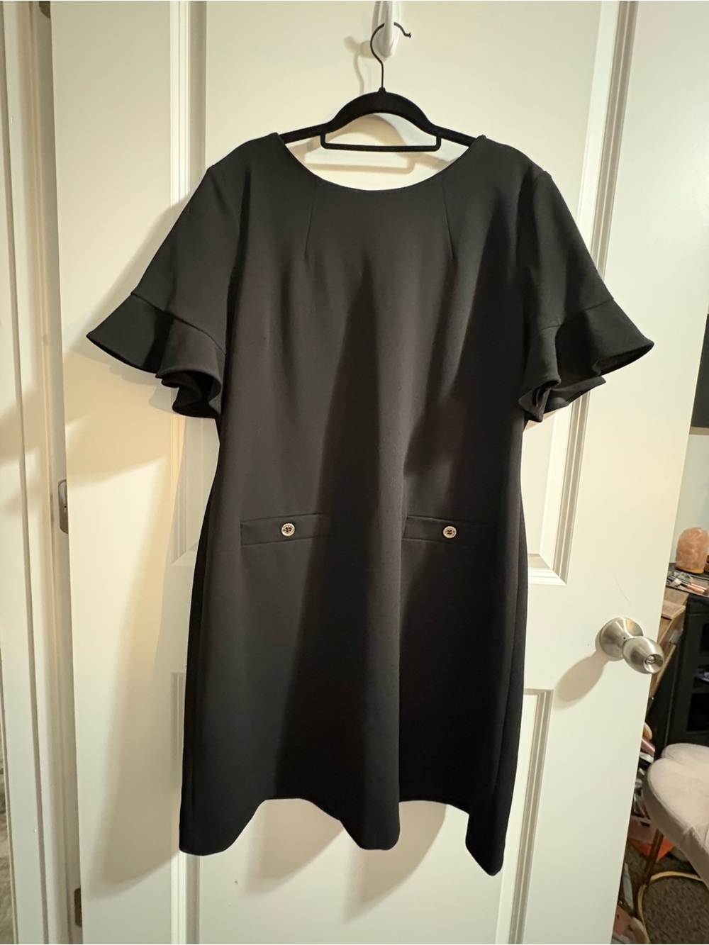 Tommy Hilfiger Black Ruffle-Sleeve Shift Dress